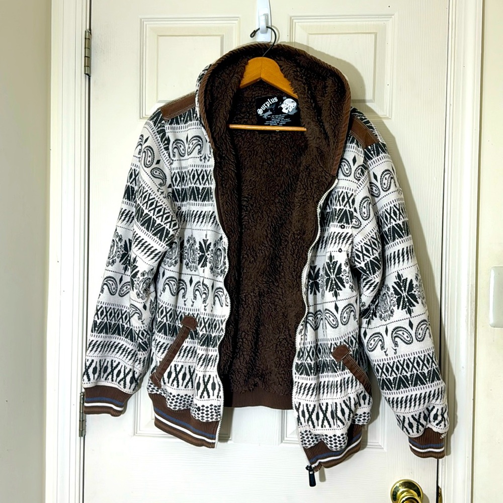 Surplus Printed Fleece Lined Bomber Jacket Size Large